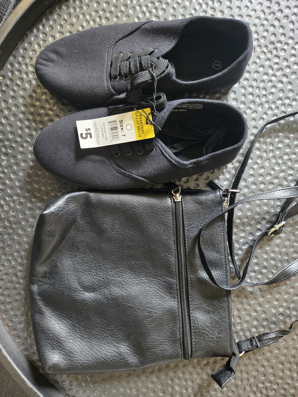 NWT Black Canvas Lace-Up Sneakers(7) & Black Crossbody Bag